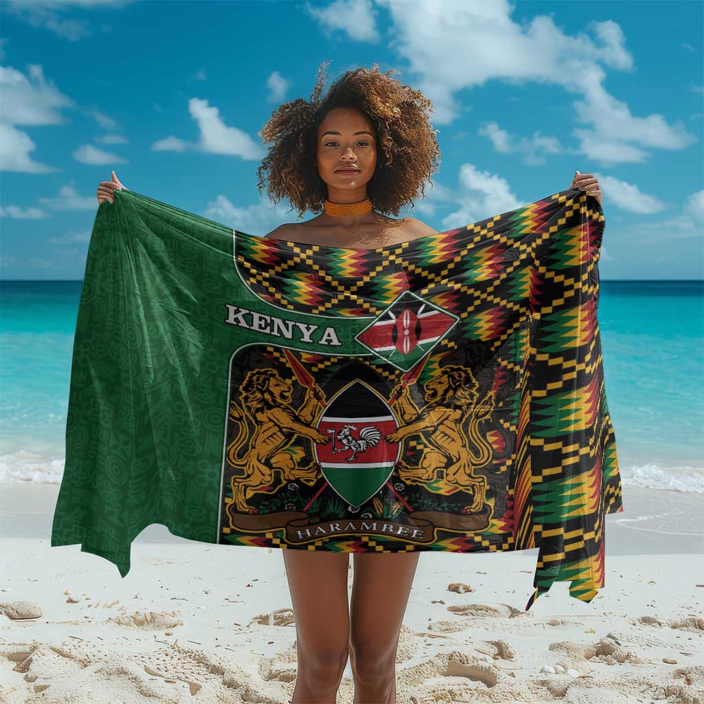 Kenya Sarong - Kente Pattern, Coat Of Arms Design LT15