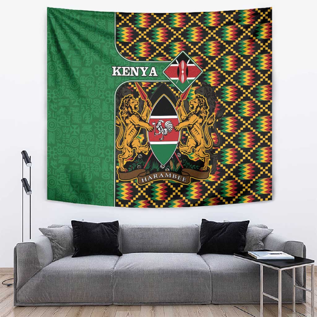 Kenya Tapestry - Kente Pattern, Coat Of Arms Design LT15