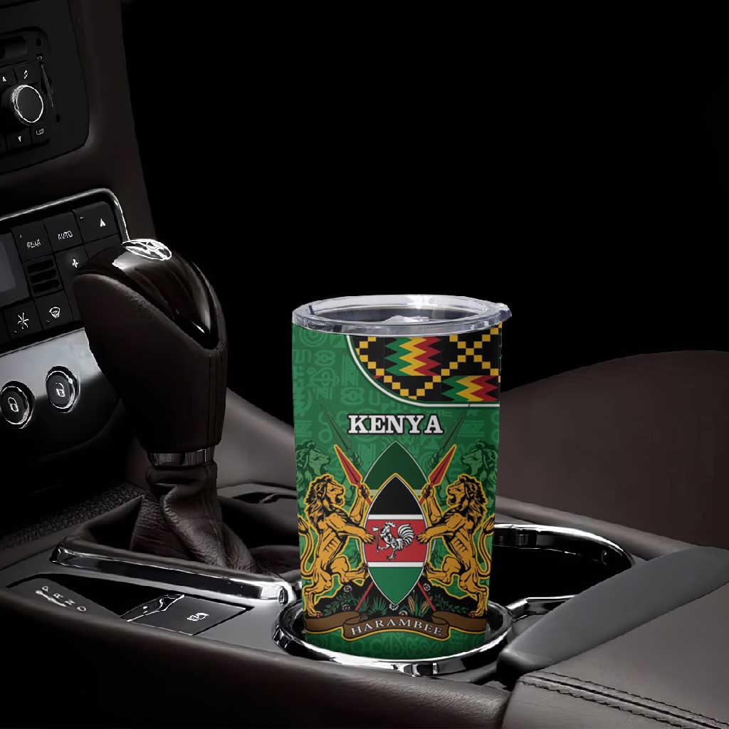 Kenya Tumbler Cup - Kente Pattern, Coat Of Arms Design LT15