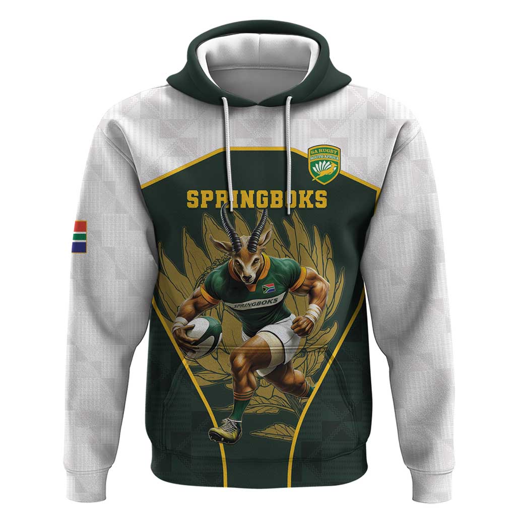South Africa Rugby Personalised Hoodie Springboks Mascot With King Protea - African Pattern LT15
