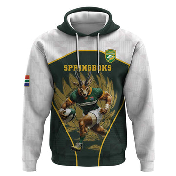 South Africa Rugby Personalised Hoodie Springboks Mascot With King Protea - African Pattern LT15