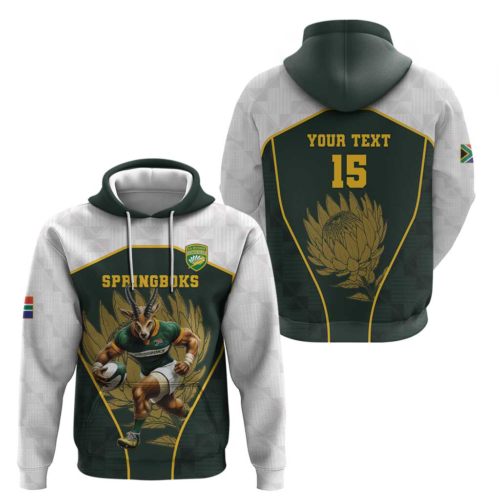 South Africa Rugby Personalised Hoodie Springboks Mascot With King Protea - African Pattern LT15