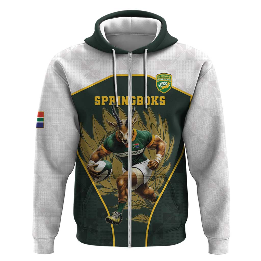 South Africa Rugby Personalised Hoodie Springboks Mascot With King Protea - African Pattern LT15