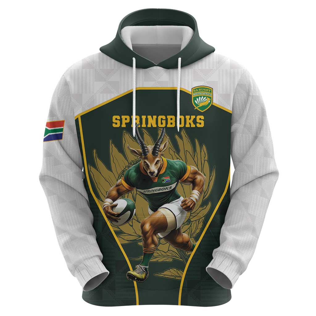 South Africa Rugby Personalised Hoodie Springboks Mascot With King Protea - African Pattern LT15