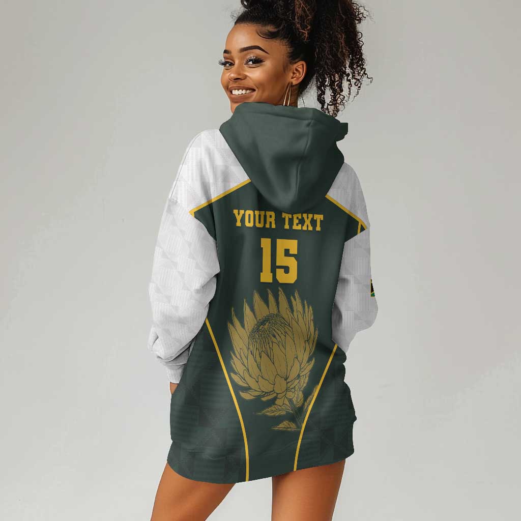 South Africa Rugby Personalised Hoodie Dress Springboks Mascot With King Protea -  African Pattern LT15