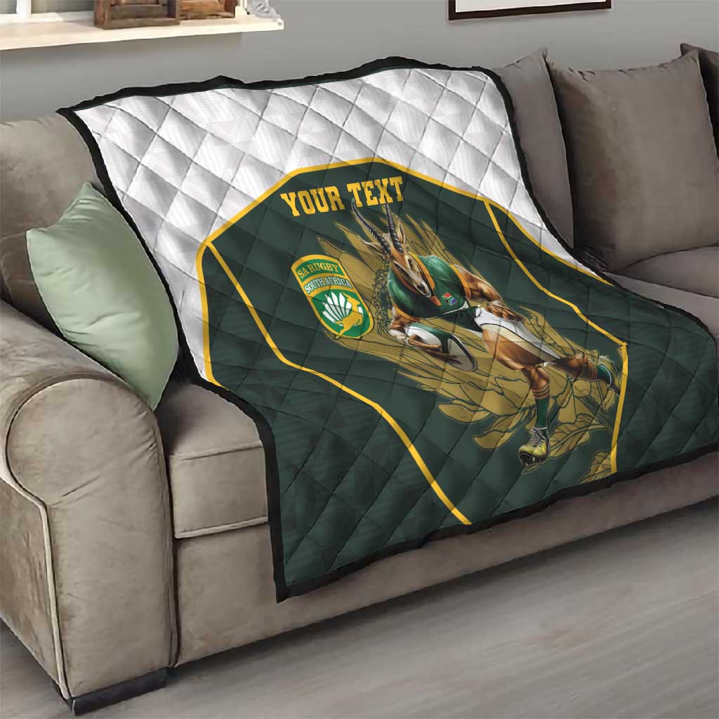 South Africa Rugby Personalised Quilt Springboks Mascot With King Protea -  African Pattern LT15