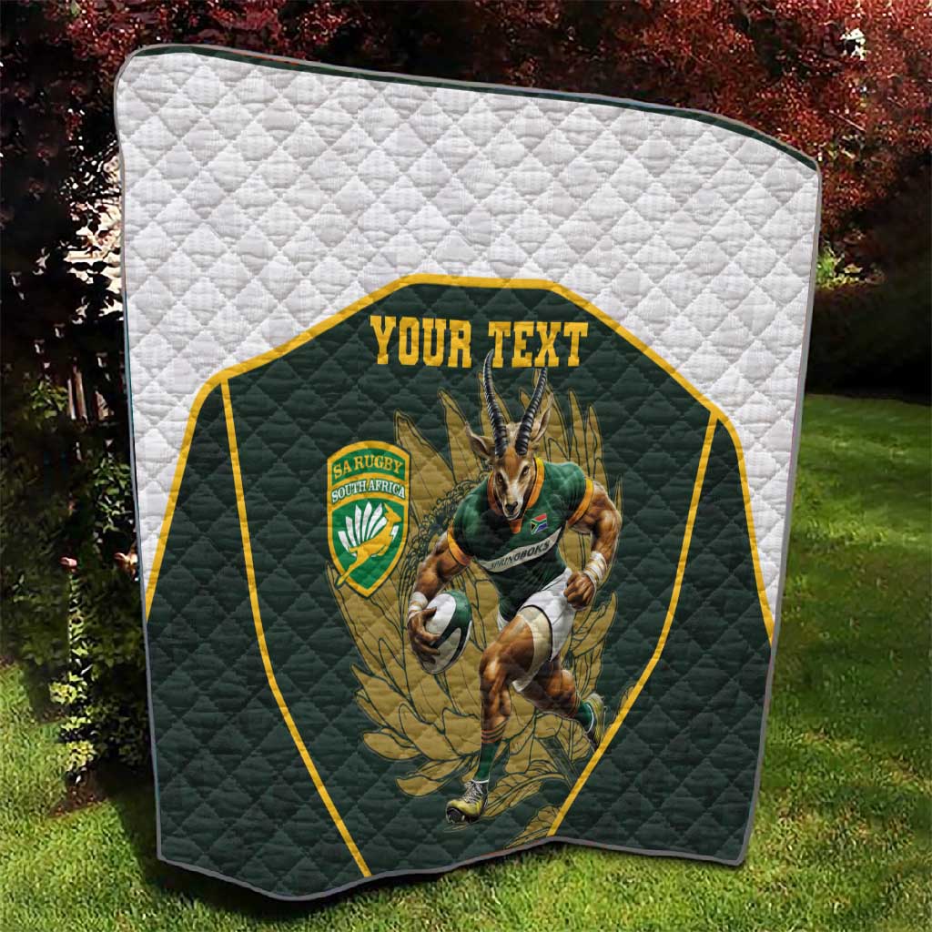 South Africa Rugby Personalised Quilt Springboks Mascot With King Protea -  African Pattern LT15