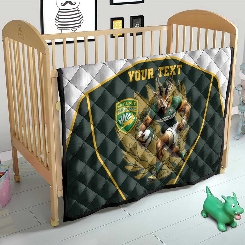 South Africa Rugby Personalised Quilt Springboks Mascot With King Protea -  African Pattern LT15