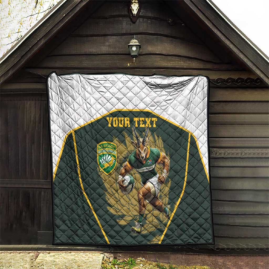 South Africa Rugby Personalised Quilt Springboks Mascot With King Protea -  African Pattern LT15