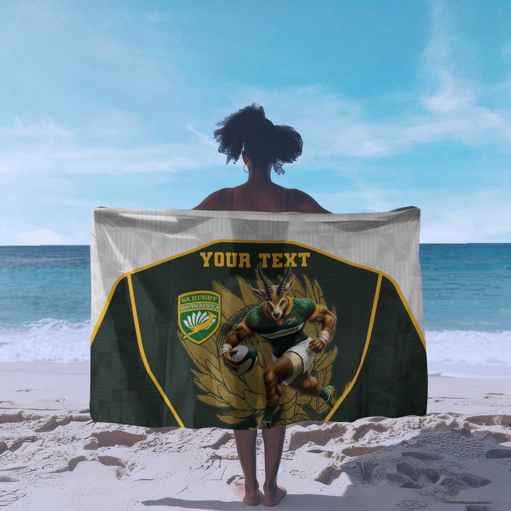South Africa Rugby Personalised Sarong Springboks Mascot With King Protea -  African Pattern LT15