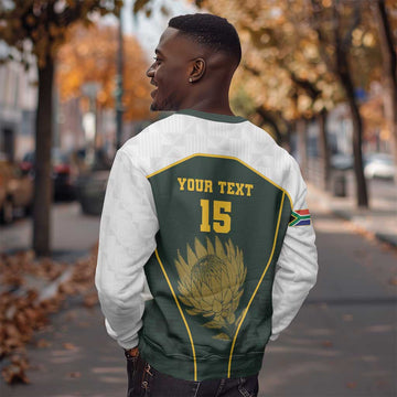 South Africa Rugby Personalised Sweatshirt Springboks Mascot With King Protea - African Pattern LT15