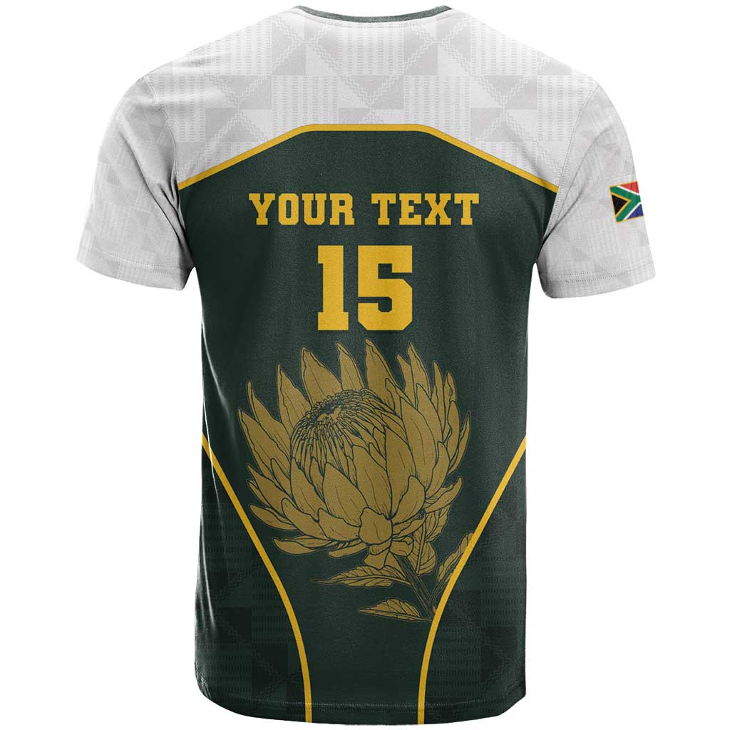 South Africa Rugby Personalised T shirt Springboks Mascot With King Protea -  African Pattern LT15