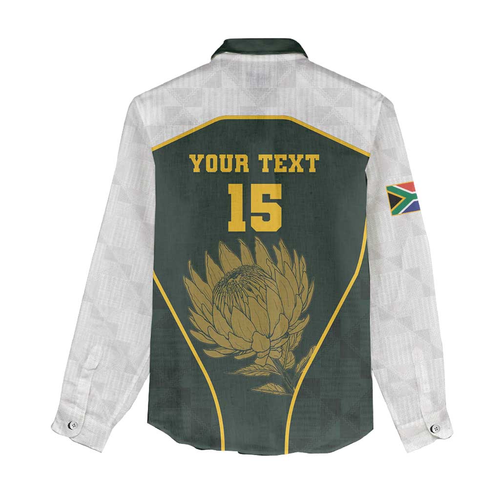 South Africa Rugby Personalised Women Casual Shirt Springboks Mascot With King Protea -  African Pattern LT15