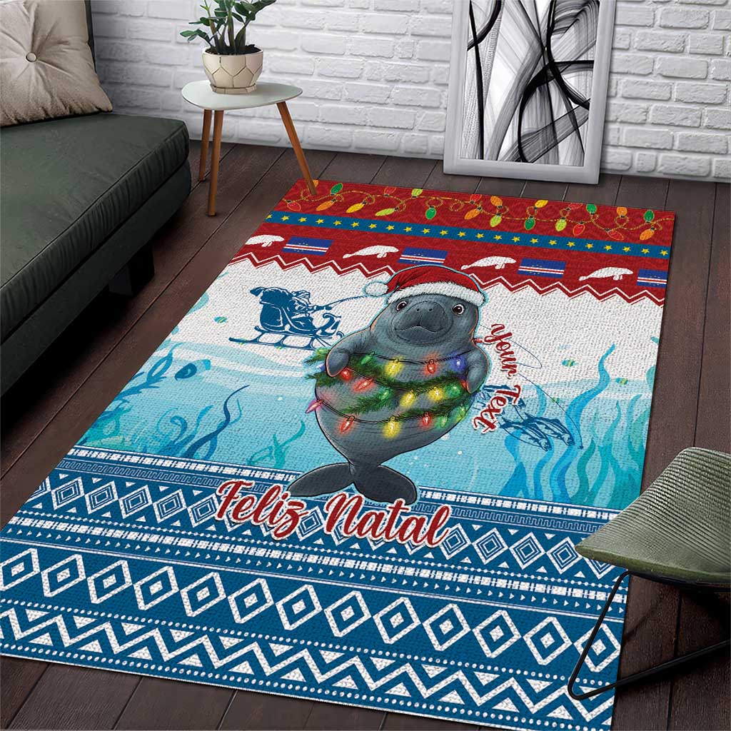 Personalised Cape Verde Christmas Area Rug Manatee Feliz Natal LT15