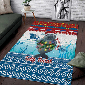 Personalised Cape Verde Christmas Area Rug Manatee Feliz Natal LT15