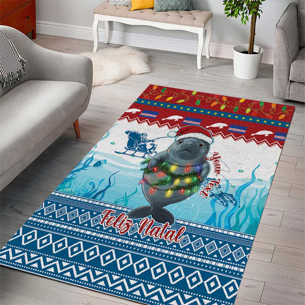 Personalised Cape Verde Christmas Area Rug Manatee Feliz Natal LT15