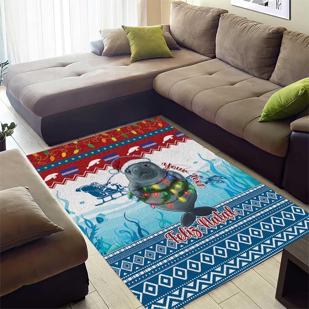 Personalised Cape Verde Christmas Area Rug Manatee Feliz Natal LT15