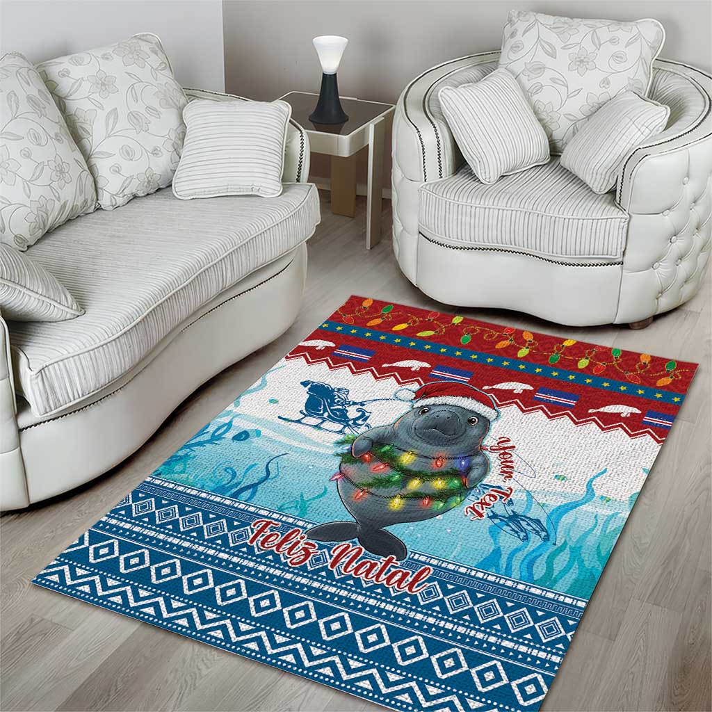 Personalised Cape Verde Christmas Area Rug Manatee Feliz Natal LT15