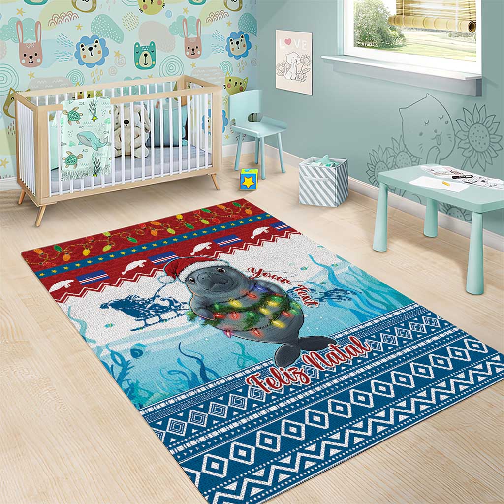 Personalised Cape Verde Christmas Area Rug Manatee Feliz Natal LT15