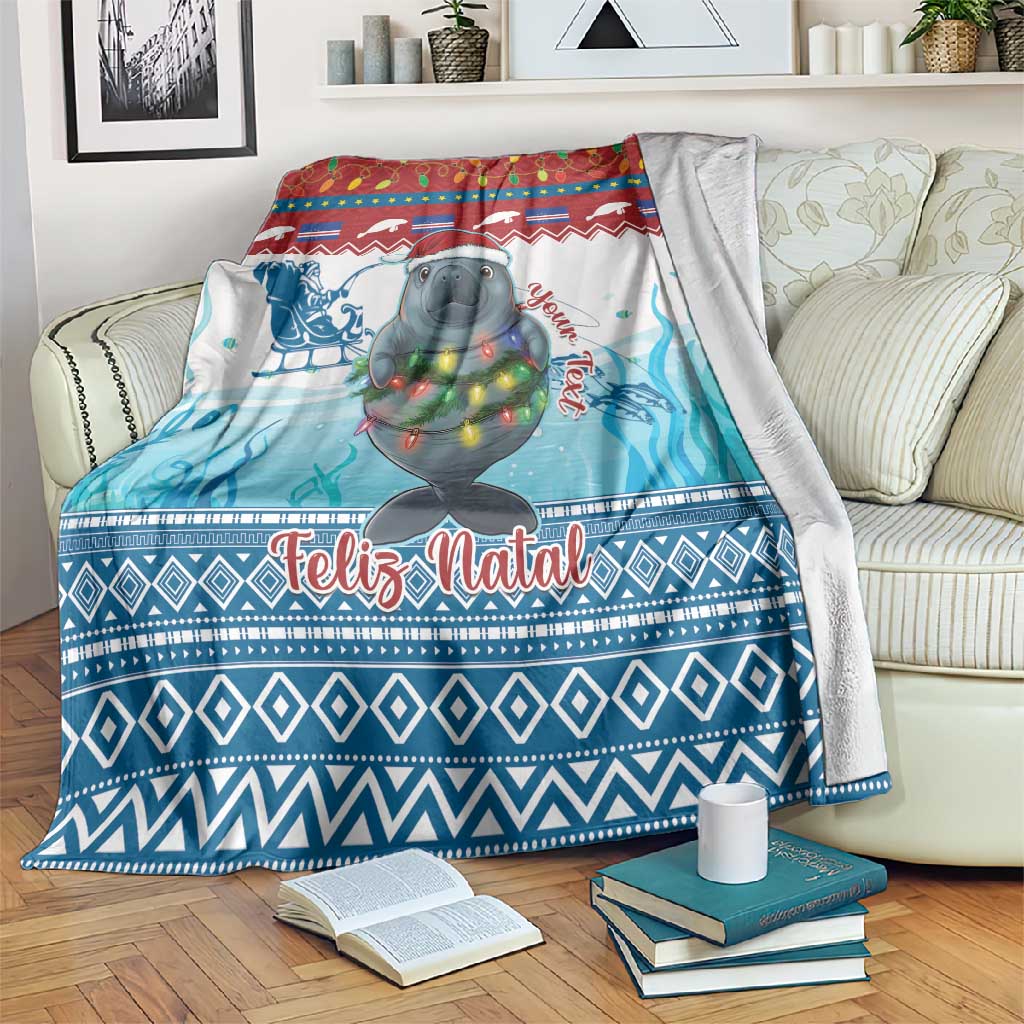 Personalised Cape Verde Christmas Blanket Manatee Feliz Natal LT15