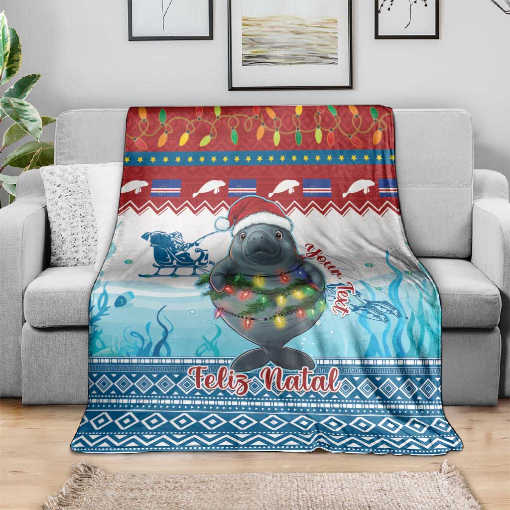 Personalised Cape Verde Christmas Blanket Manatee Feliz Natal LT15