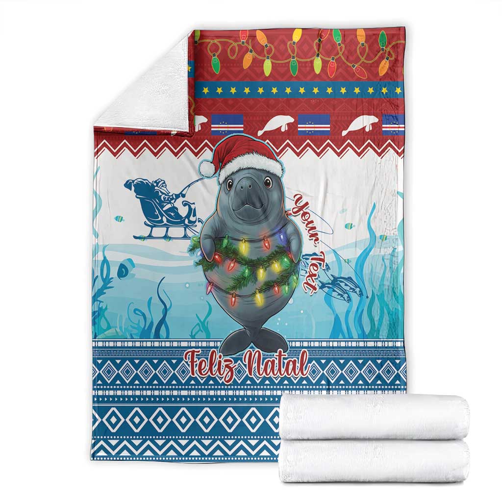 Personalised Cape Verde Christmas Blanket Manatee Feliz Natal LT15