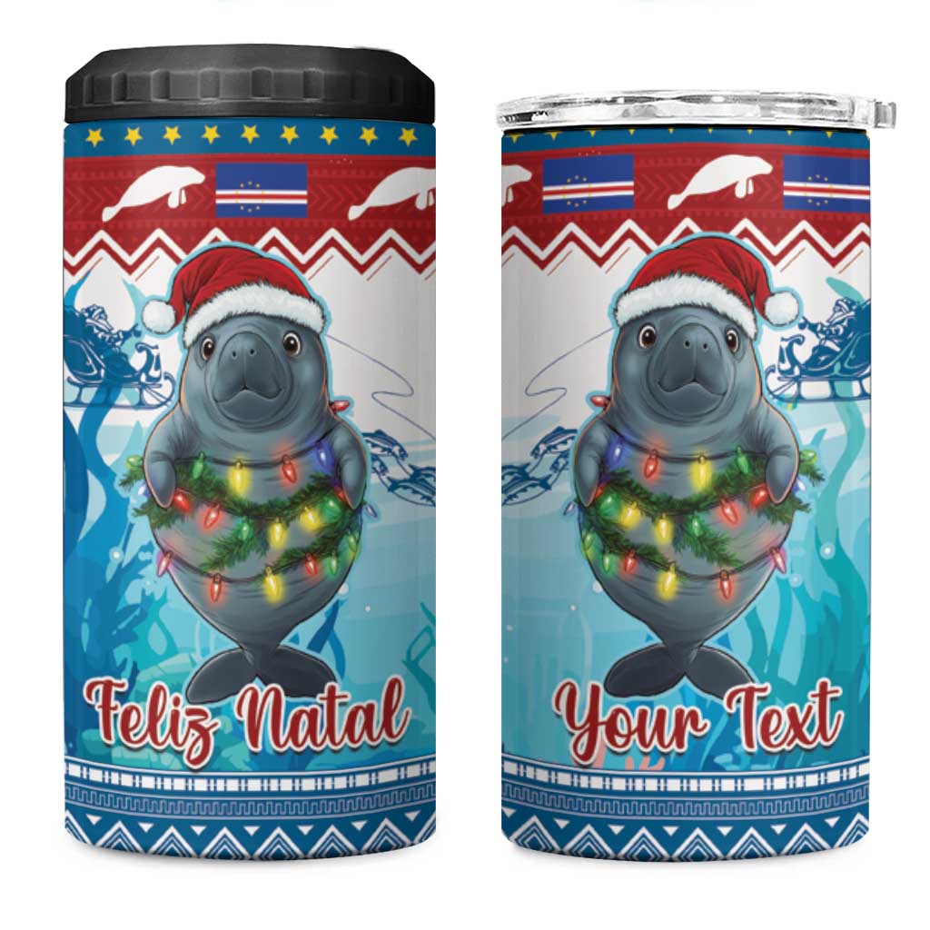 Personalised Cape Verde Christmas 4 in 1 Can Cooler Tumbler Manatee Feliz Natal LT15