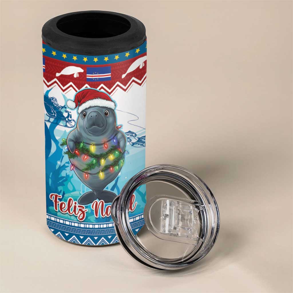 Personalised Cape Verde Christmas 4 in 1 Can Cooler Tumbler Manatee Feliz Natal LT15