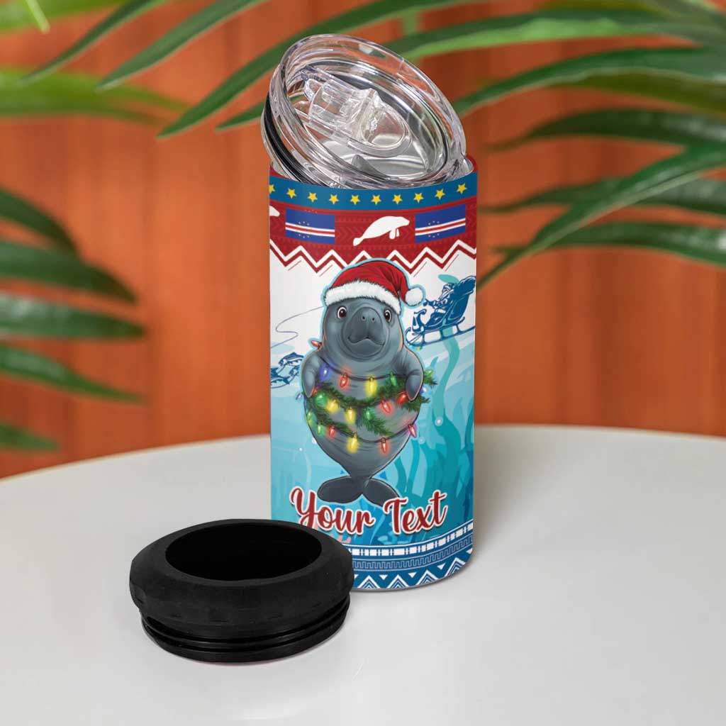 Personalised Cape Verde Christmas 4 in 1 Can Cooler Tumbler Manatee Feliz Natal LT15