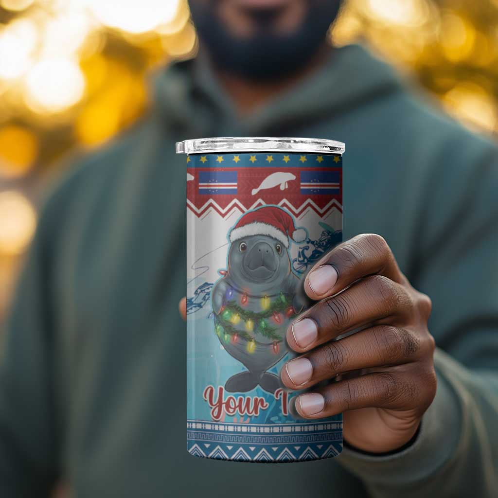 Personalised Cape Verde Christmas 4 in 1 Can Cooler Tumbler Manatee Feliz Natal LT15