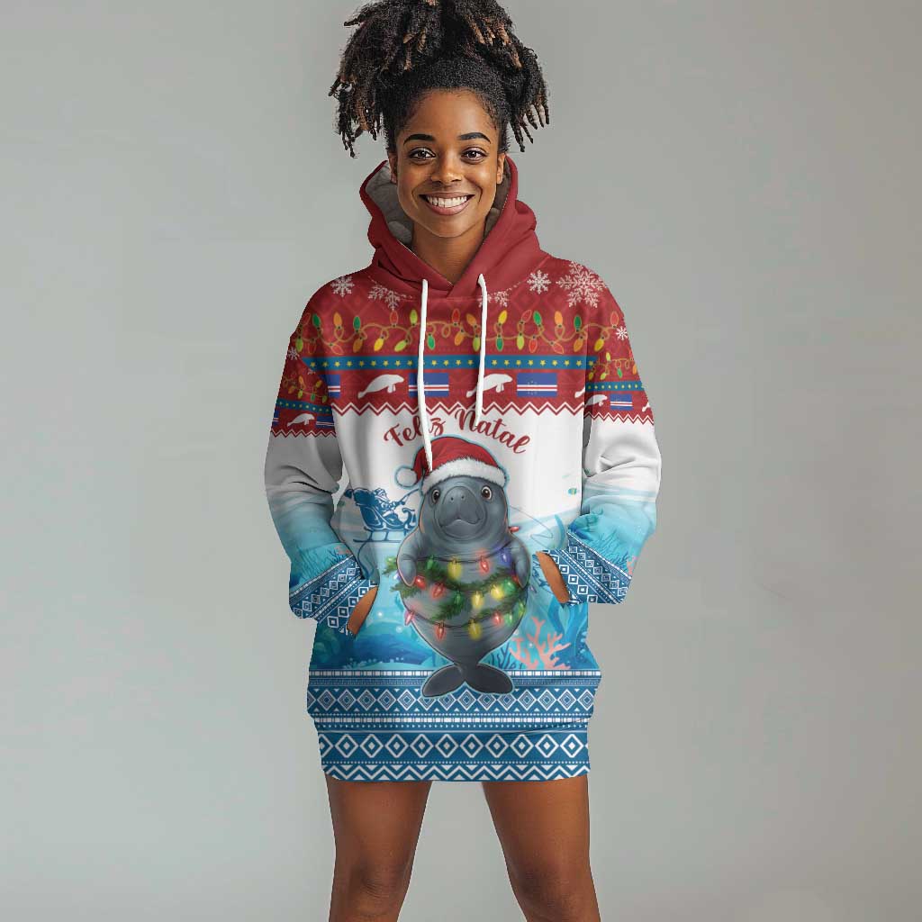 Personalised Cape Verde Christmas Hoodie Dress Manatee Feliz Natal LT15