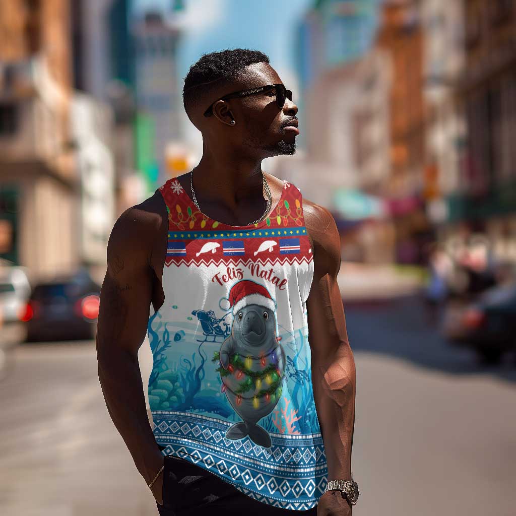 Personalised Cape Verde Christmas Men Tank Top Manatee Feliz Natal LT15