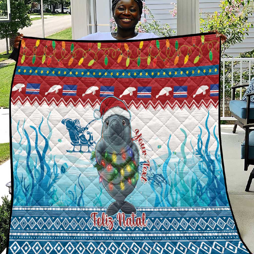 Personalised Cape Verde Christmas Quilt Manatee Feliz Natal LT15