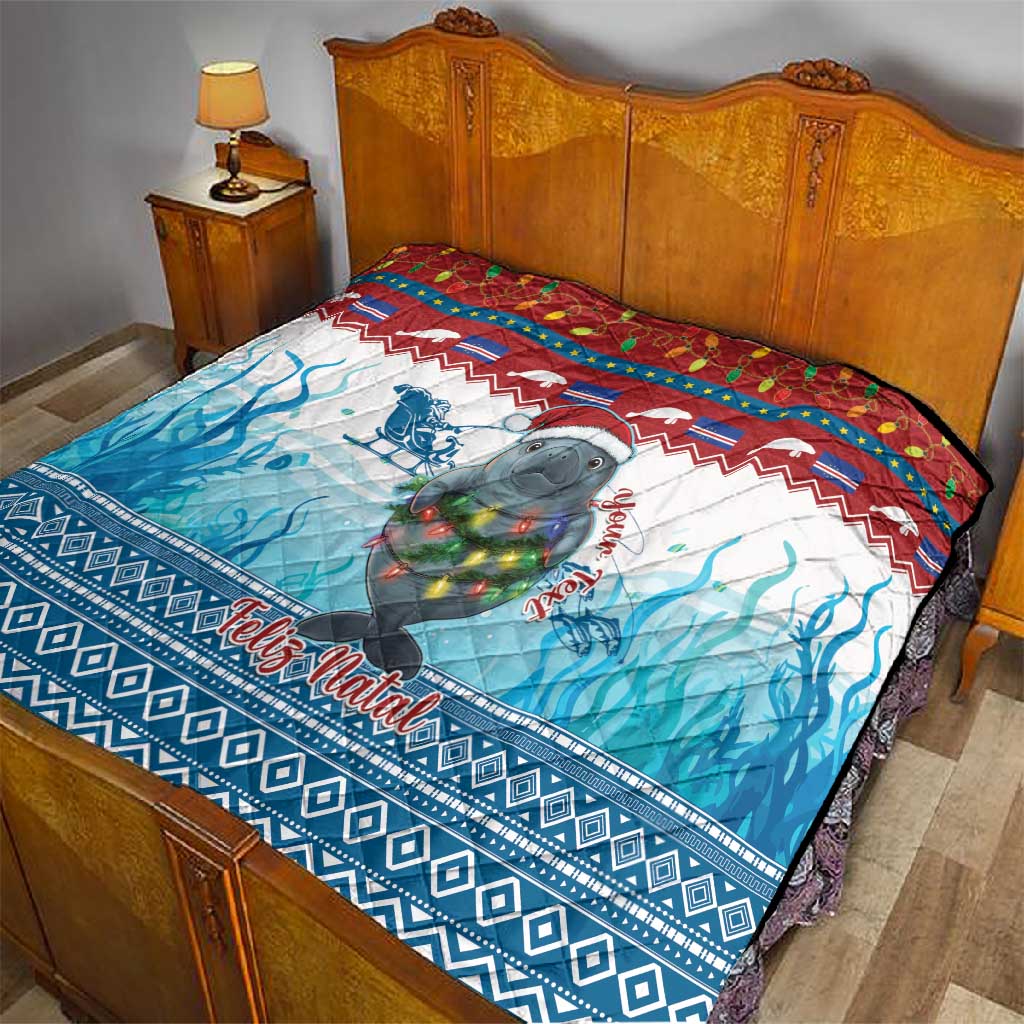 Personalised Cape Verde Christmas Quilt Manatee Feliz Natal LT15