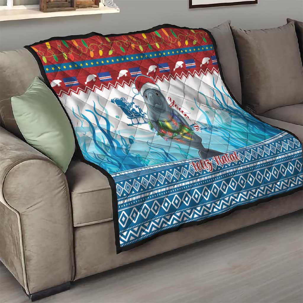 Personalised Cape Verde Christmas Quilt Manatee Feliz Natal LT15