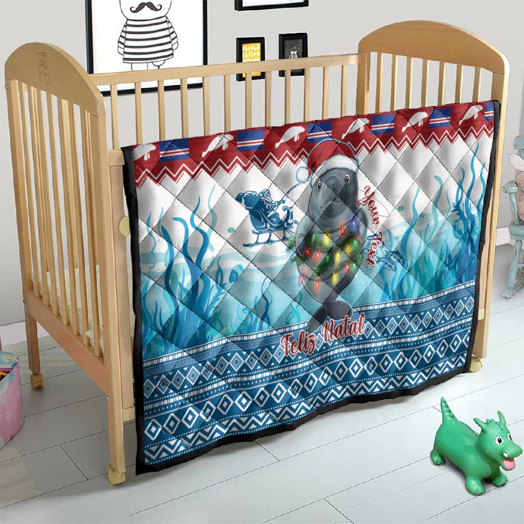Personalised Cape Verde Christmas Quilt Manatee Feliz Natal LT15