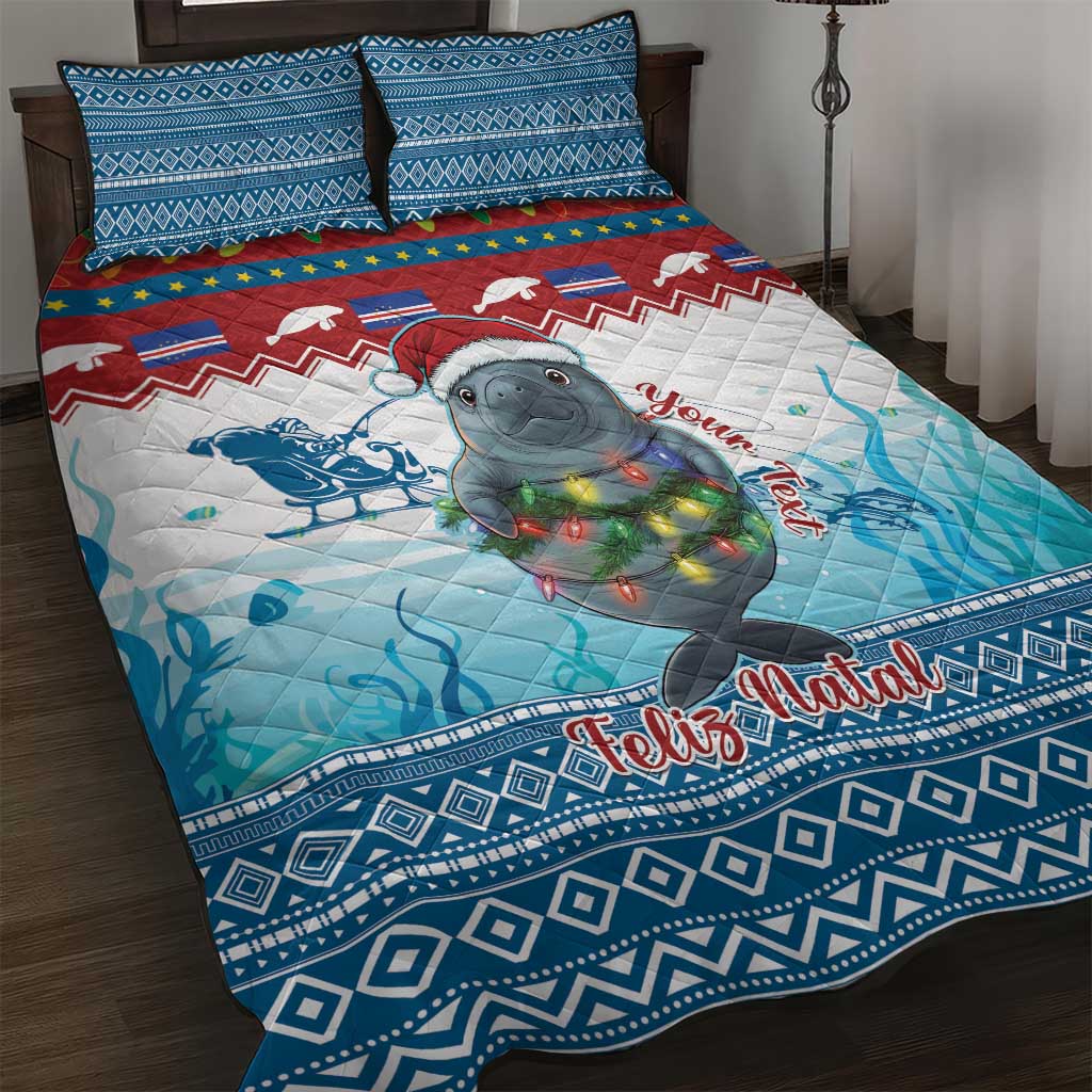 Personalised Cape Verde Christmas Quilt Bed Set Manatee Feliz Natal LT15