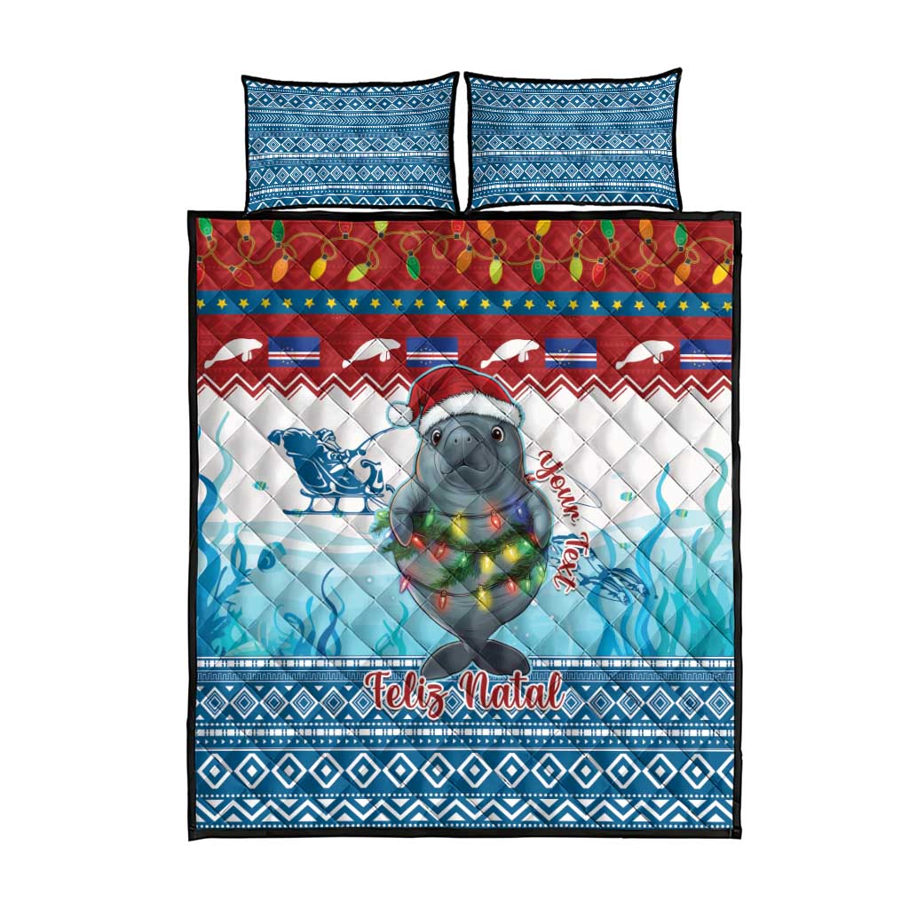 Personalised Cape Verde Christmas Quilt Bed Set Manatee Feliz Natal LT15