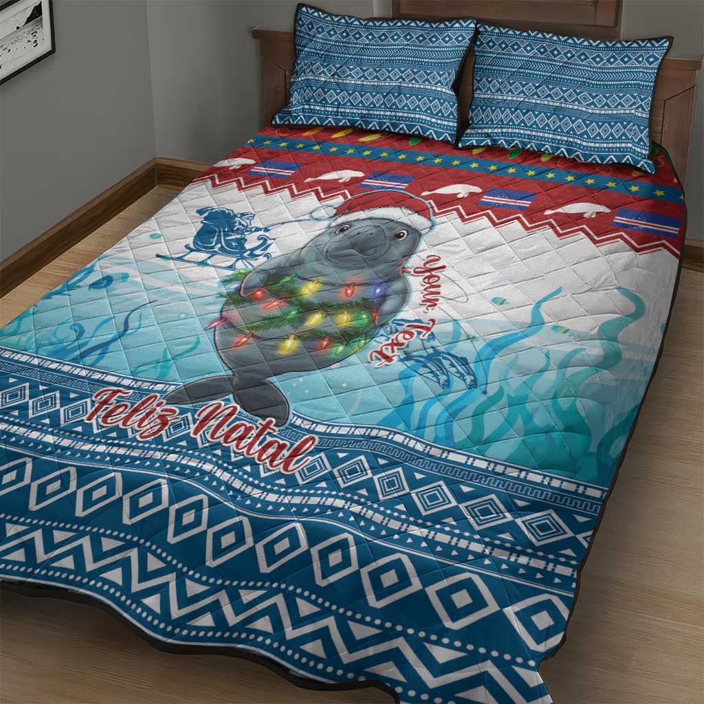Personalised Cape Verde Christmas Quilt Bed Set Manatee Feliz Natal LT15