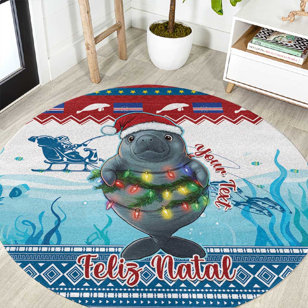 Personalised Cape Verde Christmas Round Carpet Manatee Feliz Natal LT15