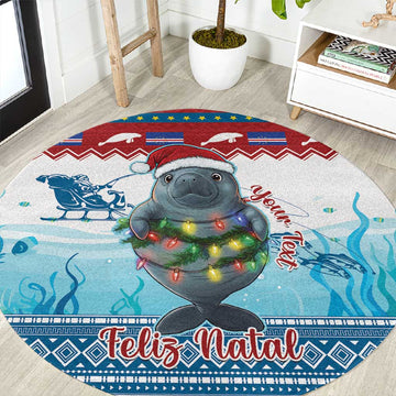 Personalised Cape Verde Christmas Round Carpet Manatee Feliz Natal LT15