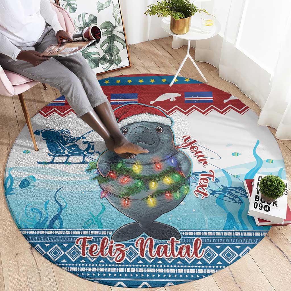 Personalised Cape Verde Christmas Round Carpet Manatee Feliz Natal LT15