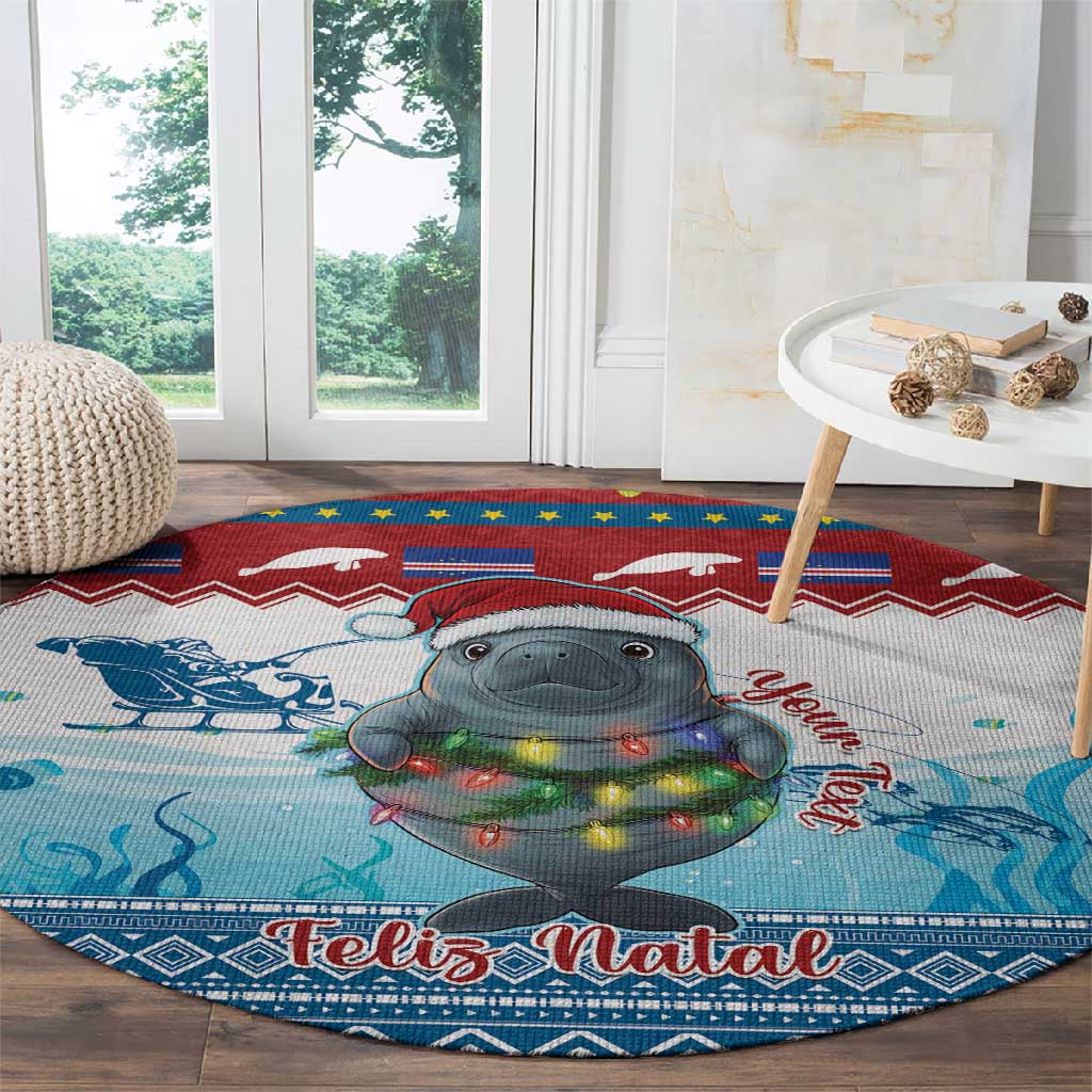 Personalised Cape Verde Christmas Round Carpet Manatee Feliz Natal LT15