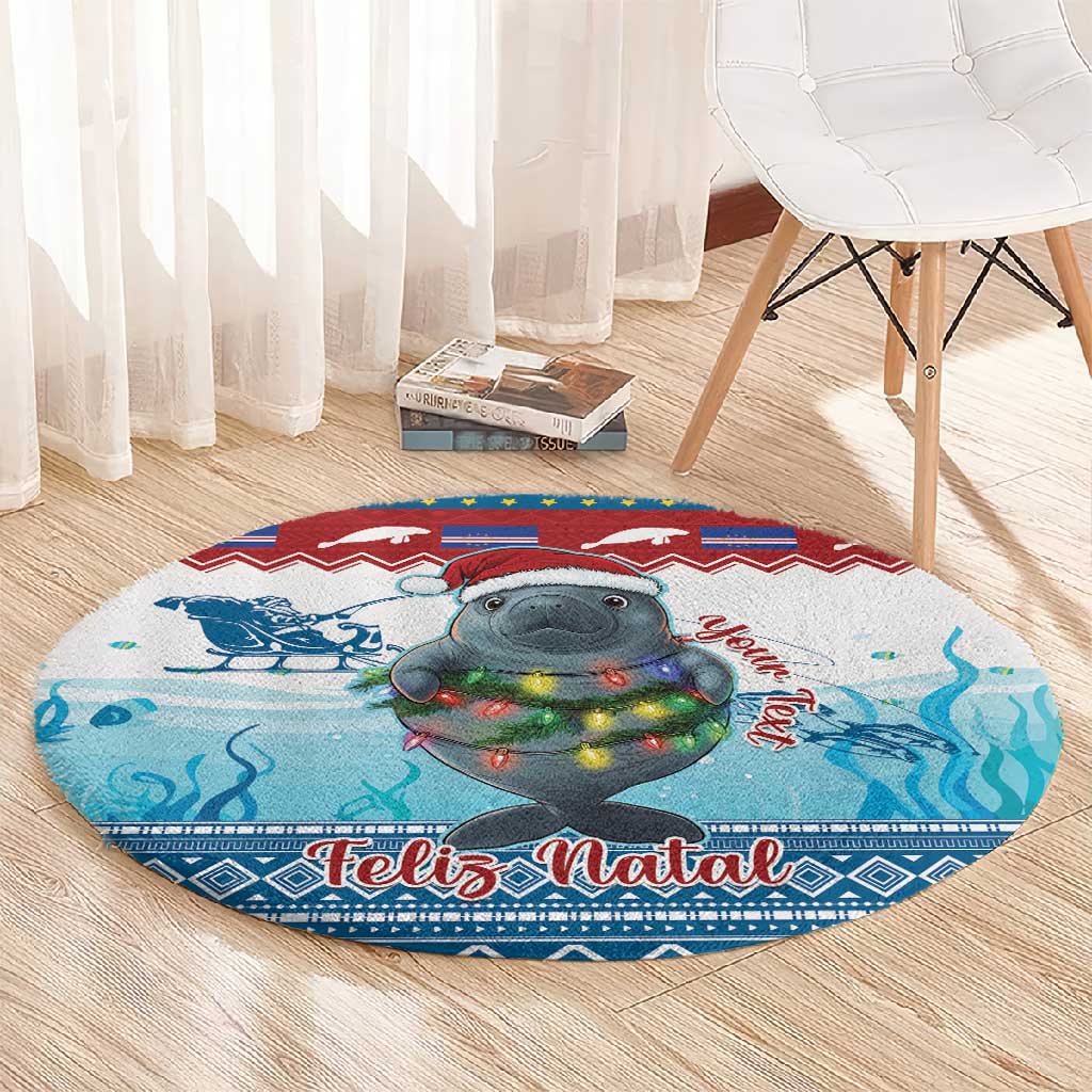 Personalised Cape Verde Christmas Round Carpet Manatee Feliz Natal LT15