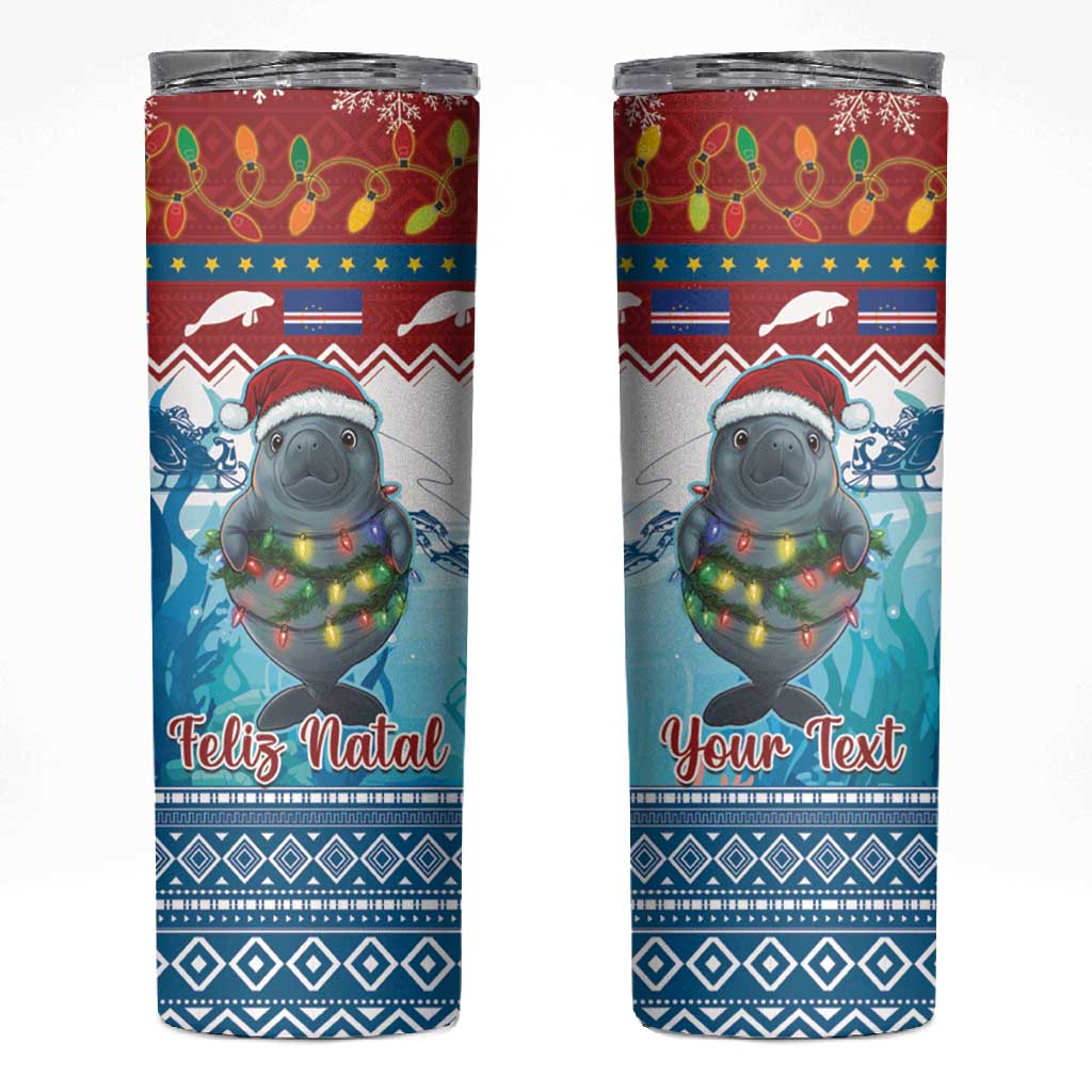 Personalised Cape Verde Christmas Skinny Tumbler Manatee Feliz Natal LT15