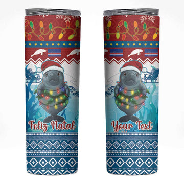 Personalised Cape Verde Christmas Skinny Tumbler Manatee Feliz Natal LT15