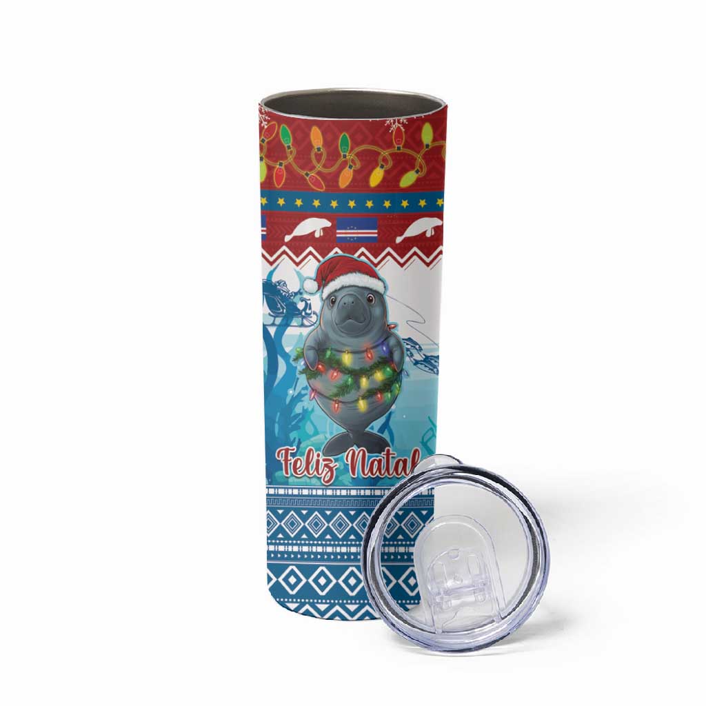 Personalised Cape Verde Christmas Skinny Tumbler Manatee Feliz Natal LT15