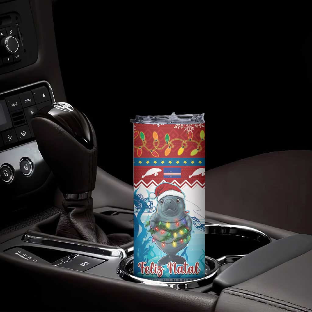 Personalised Cape Verde Christmas Skinny Tumbler Manatee Feliz Natal LT15