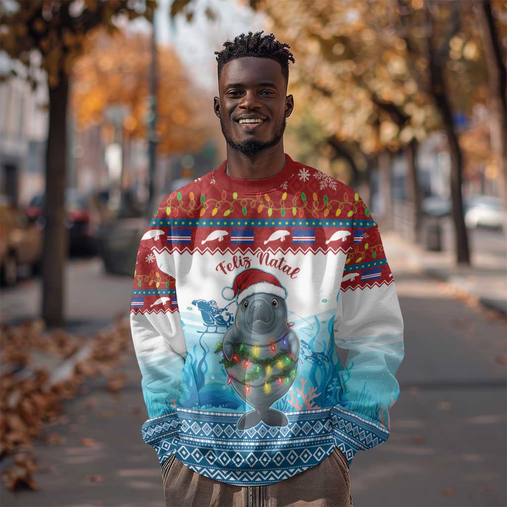 Personalised Cape Verde Christmas Sweatshirt Manatee Feliz Natal LT15