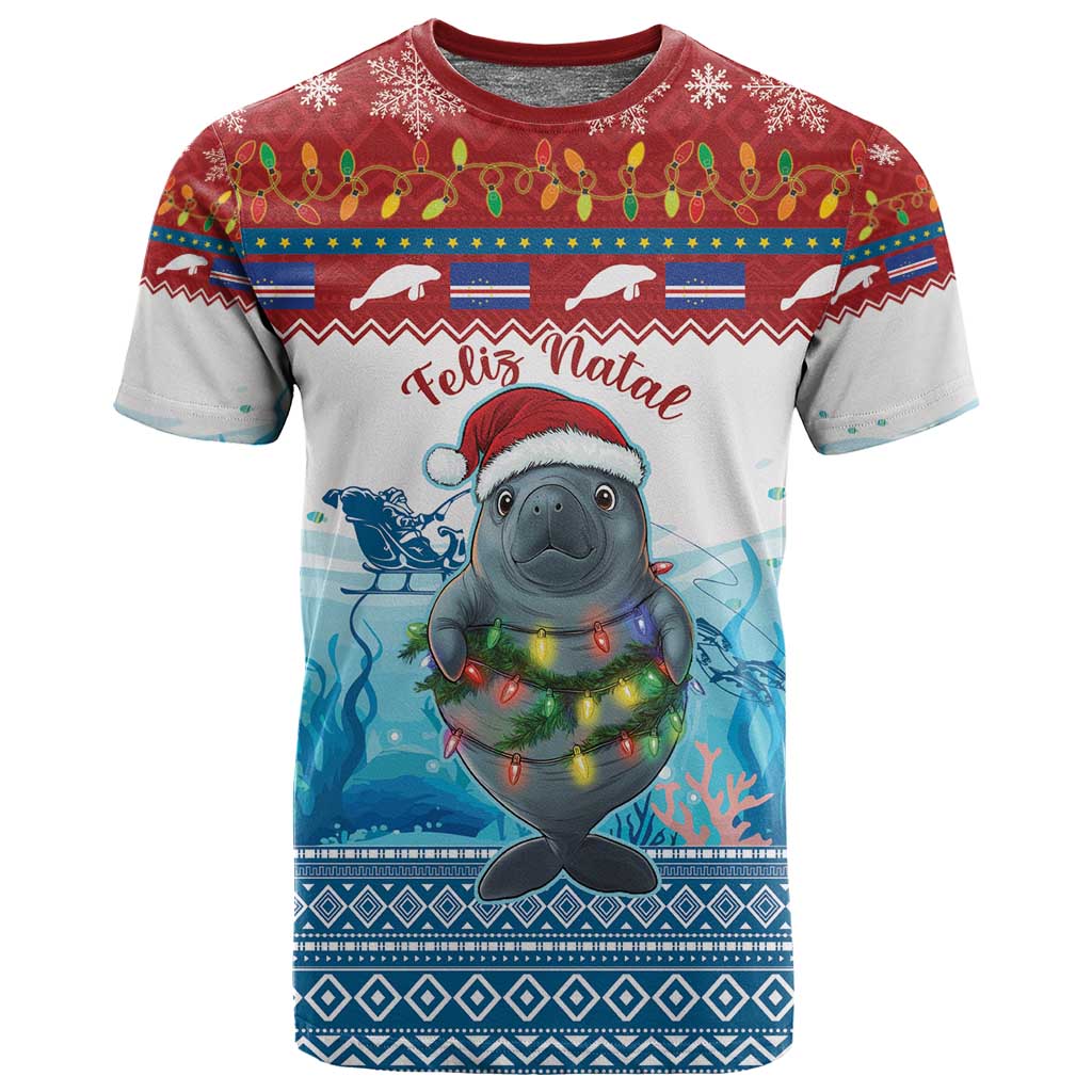 Personalised Cape Verde Christmas T shirt Manatee Feliz Natal LT15